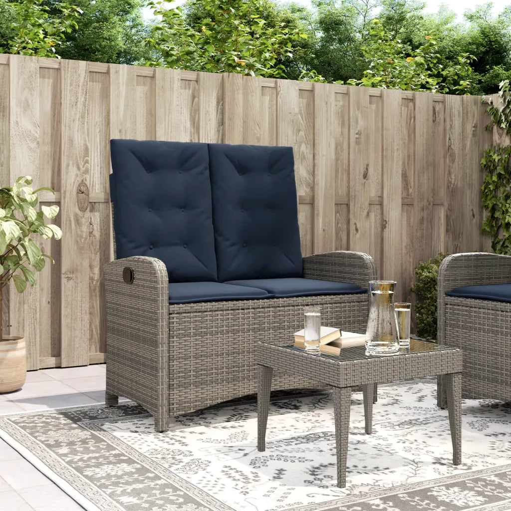 Panca Reclinabile da Giardino con Cuscini-Sgabello-Sedia da esterno Grigia in Polyrattan 838912