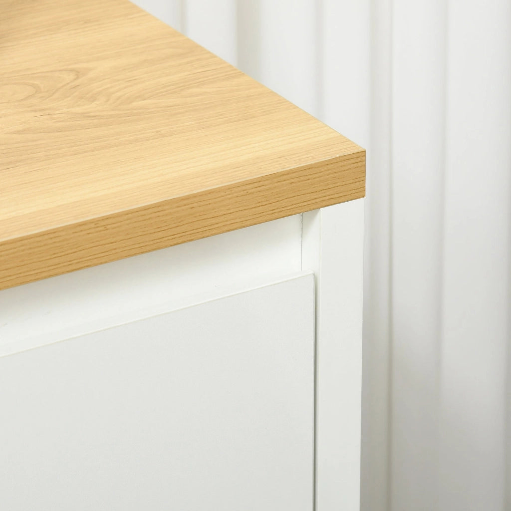 Mobile Multiuso 120x37x75 cm in Truciolato Bianco e Legno