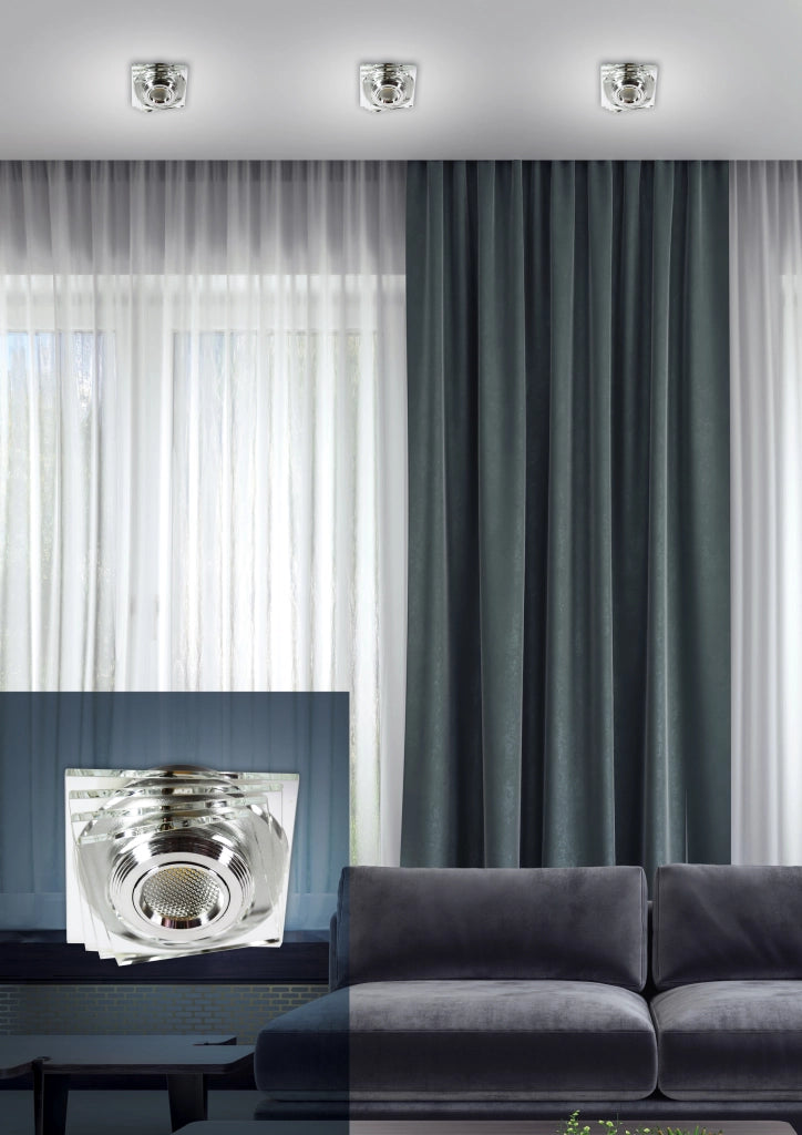 Faretto incasso quadrato vetro LED 3W IP20 SS-32 Candellux