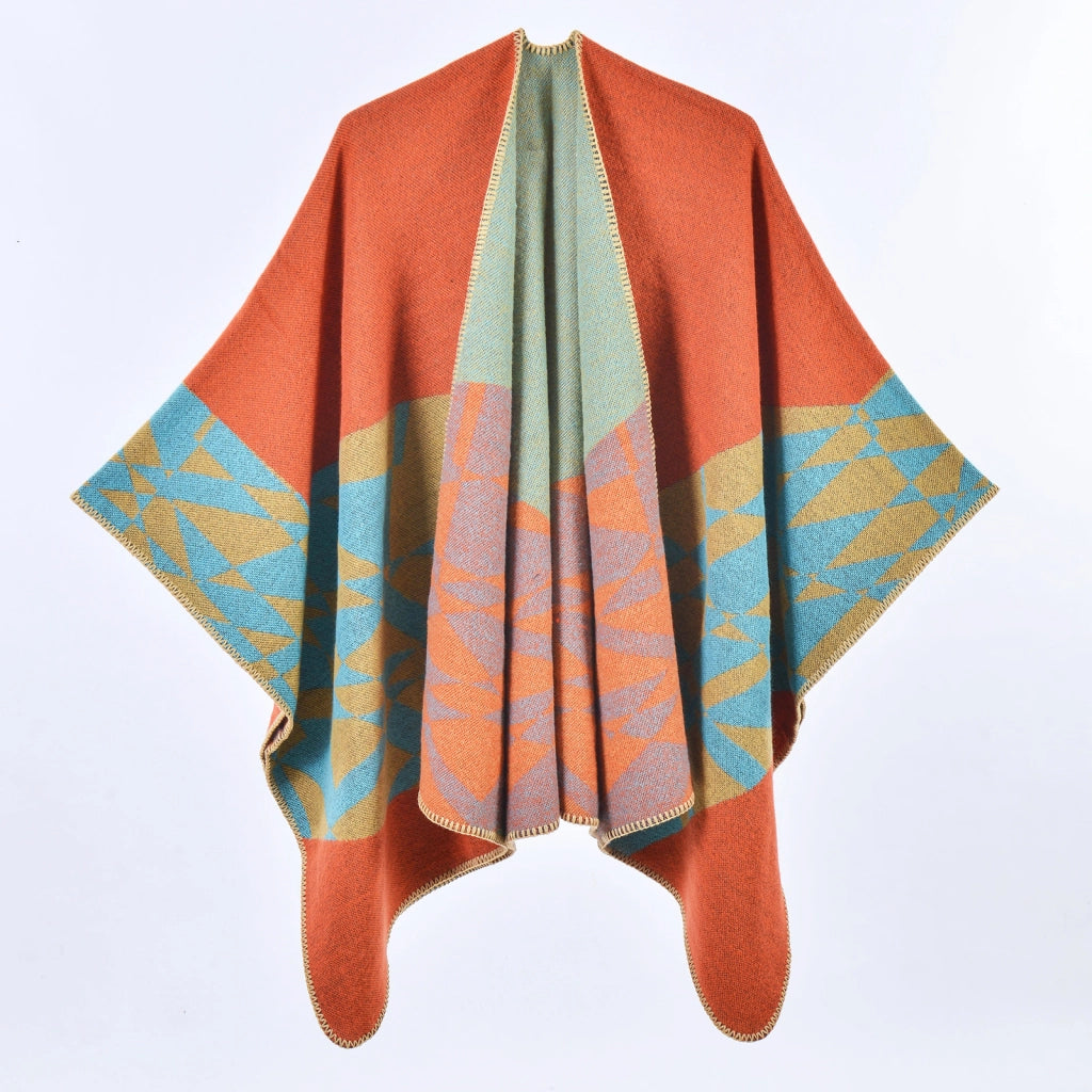 Nuova sciarpa da donna in cashmere, spessa, calda, a mantella divisa, scialle