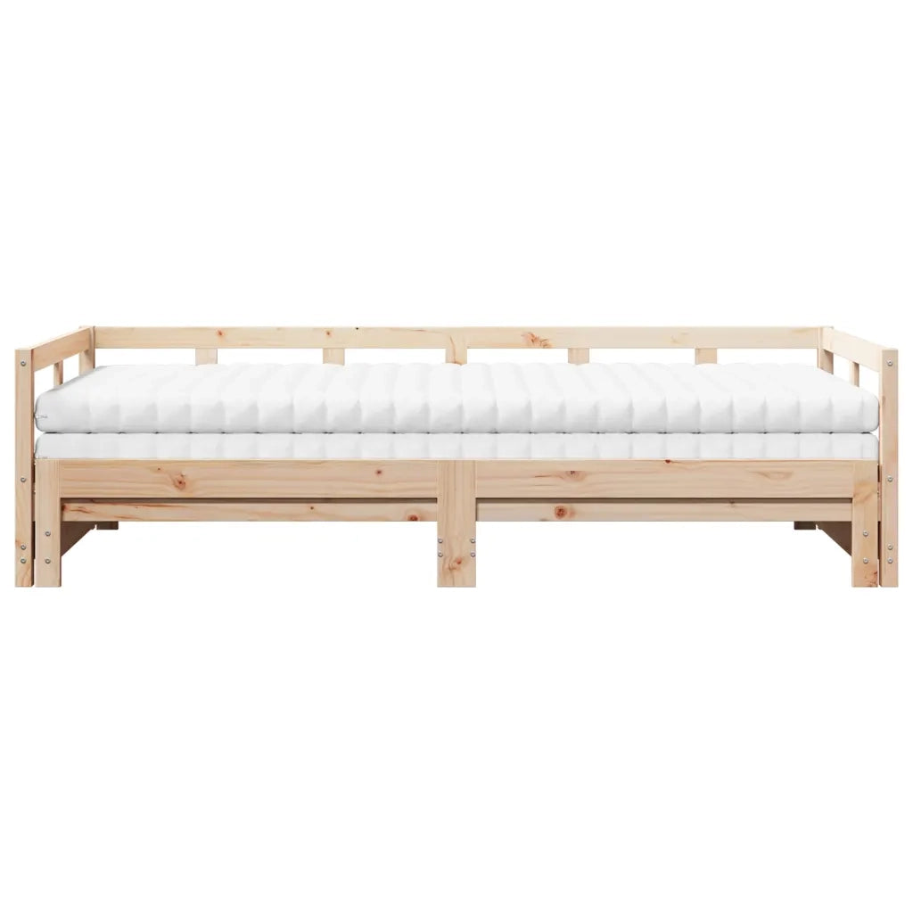 Divano Letto con Rotelle e Materasso 90x190cm Massello Pino