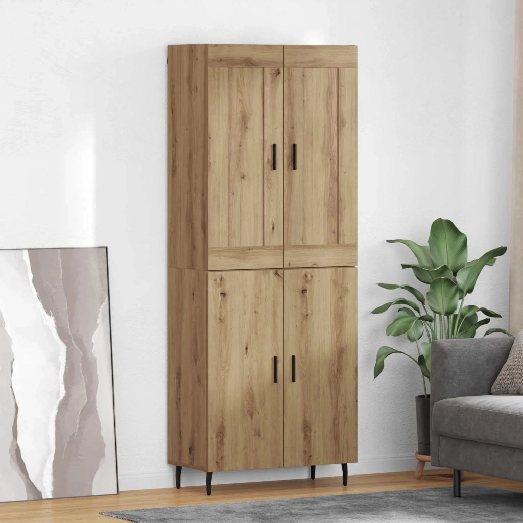 Credenza 2 pz-Set di 2 Buffet-Armadio da cucina Rovere artigianale Legno Stratificato e Vetro 351995