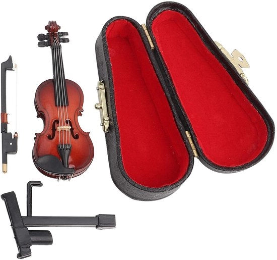 Violino Miniaturale con Custodia - Violino del Mondo più Piccolo - Modello Miniaturizzato con Custodia Standard - Accessori per Burattini - Strumento Musicale Miniaturizzato Decorativo