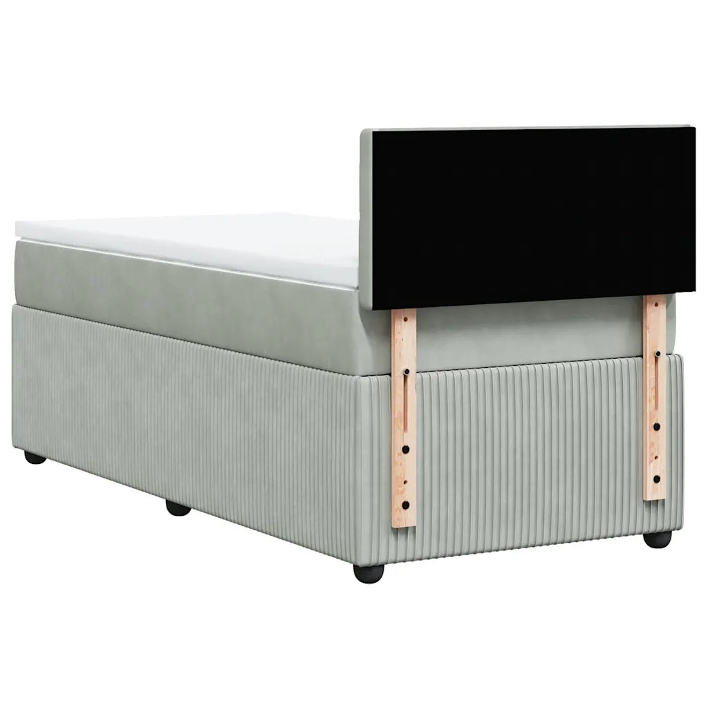 Giroletto a Molle con Materasso Grigio Chiaro 90x200 cm Velluto