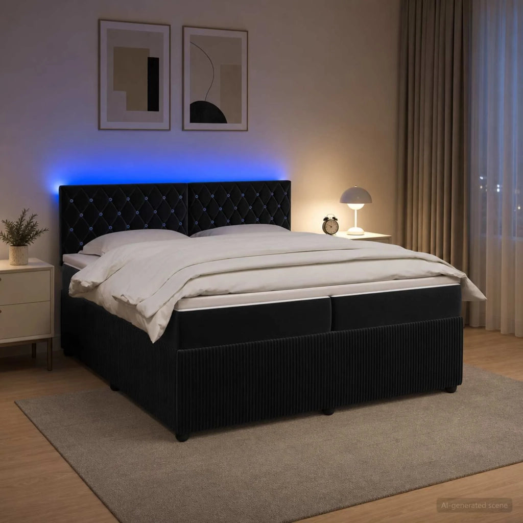 Letto box spring con materasso Nero 200 x 200 cm Velluto 3453205