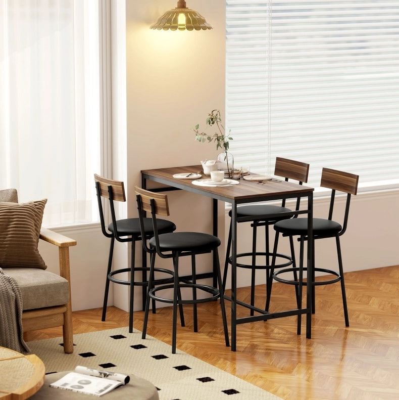 Set da bar 5 pezzi 110x55x90 cm salvaspazio in legno marrone