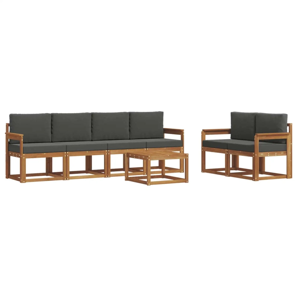 Set di divani da esterno con cuscino 7 pcs Naturale e Antracite