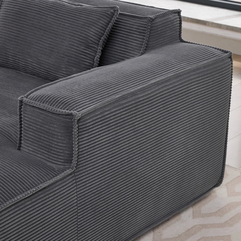 Divano imbottito in poliestere grigio largo 235 cm HOMVRA