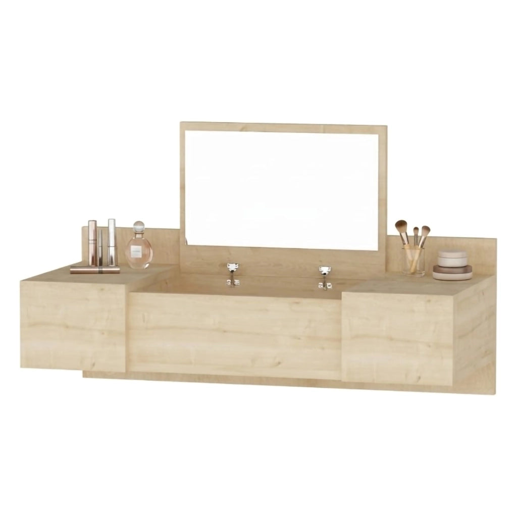 Mobile da Trucco Selci, Toeletta Specchio Incluso, 100x39x33h cm Marrone