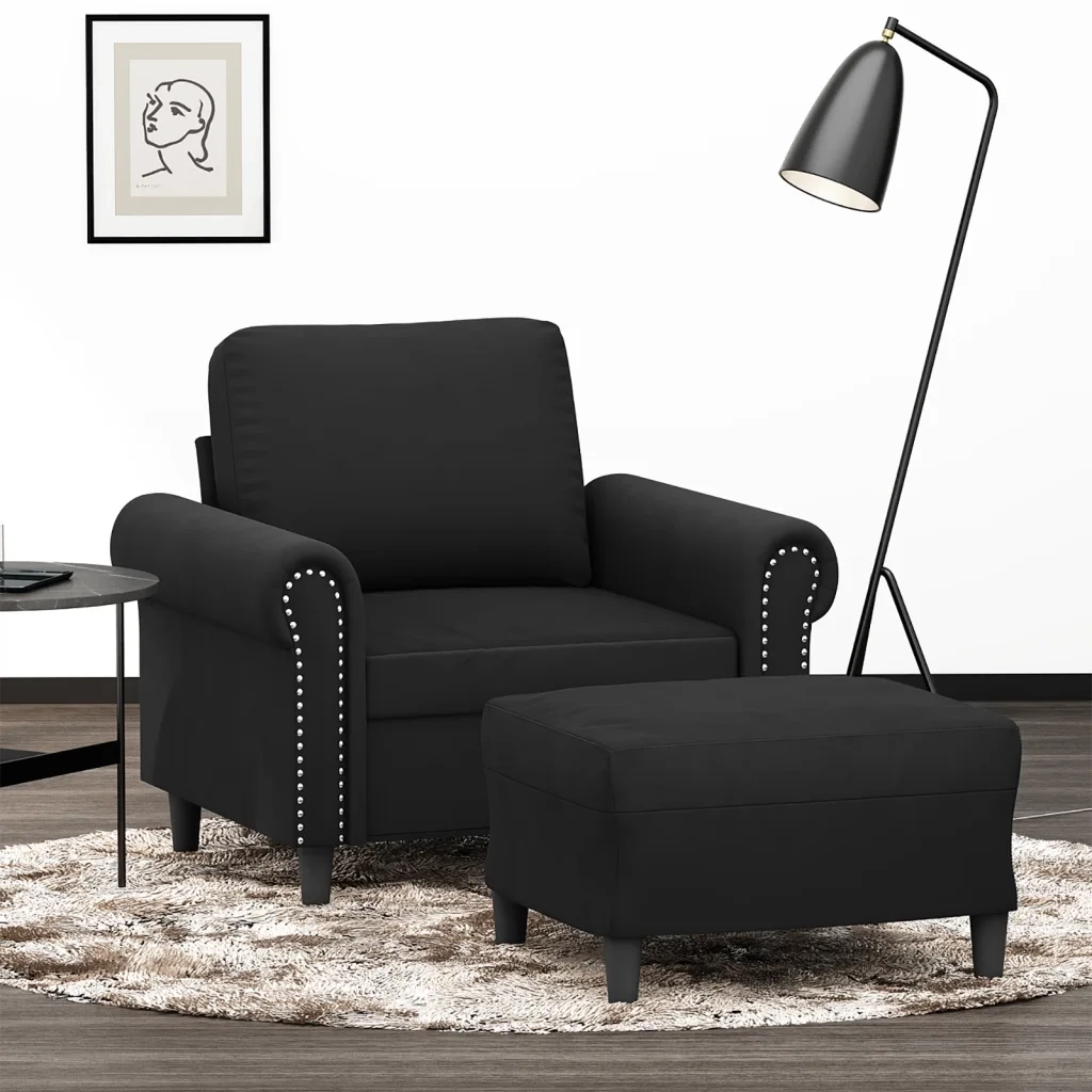 Poltrona con Poggiapiedi Nero 60 cm in Vellutocod mxl 120721