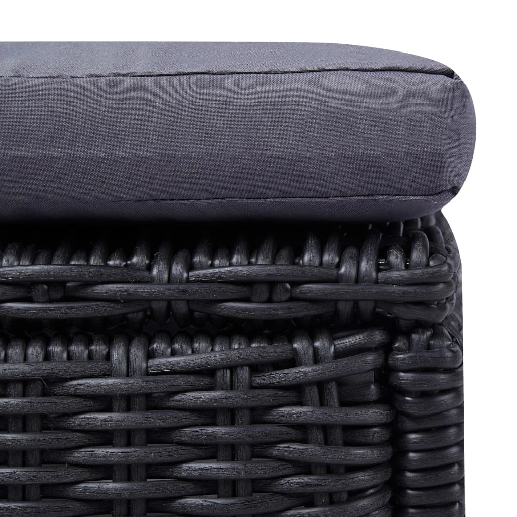 Lettino prendisole sedia a sdraio lettino prendisole letto da giardino mobili da esterno per patio resina intrecciata nera e grigio scuro 02_0012926