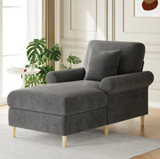 Poltrona relax imbottita 1 posto 133x87x90 cm in velluto con cuscino; grigio