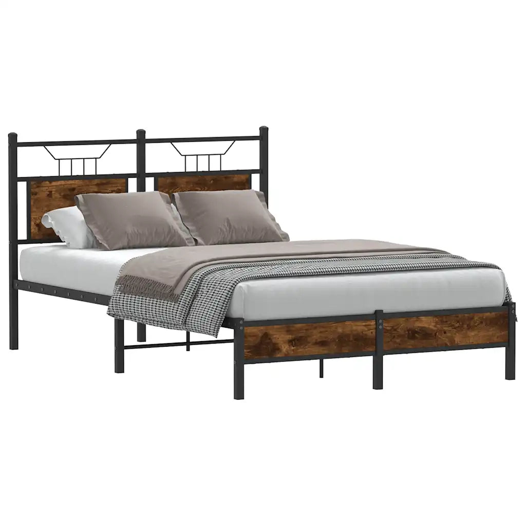 Letto matrimoniale | Letto per adulti | Giroletto senza Materasso Rovere Fumo 120x200 cm in Truciolato
