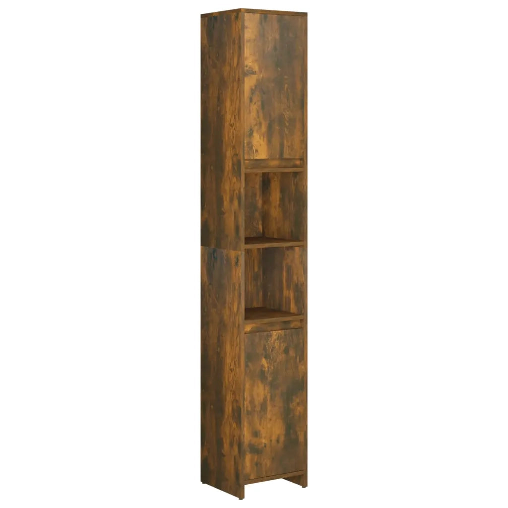 Armadietto Bagno | Armadio da bagno Rovere Fumo 30x30x183,5cm Legno Ingegnerizzato