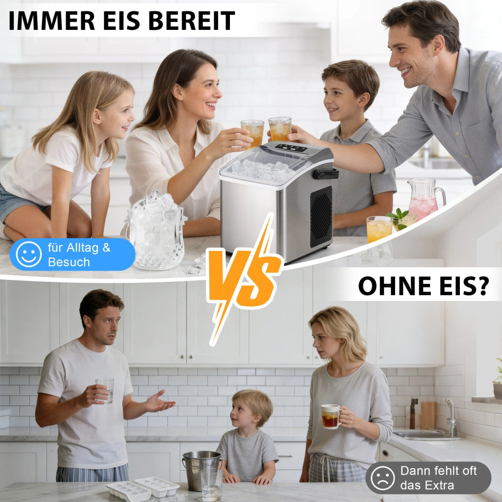 ZMH Macchina per il ghiaccio 1,3L 125W produce 6 cubetti di ghiaccio in 9 minuti 14 kg/24 ore per cucina e bar