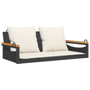 Panca da Giardino | Panchina a Dondolo con Cuscini Nera 109x62x40 cm in Polyrattan