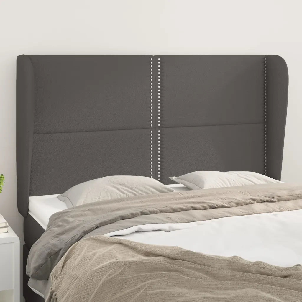 Testiera | Testata ad Orecchio Grigio 147x23x118/128cm in Similpelle