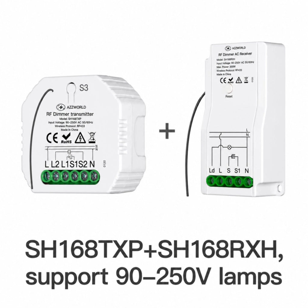 Ricevitore RF AC Led Dimmer Senza Fili Taglio di Fase 220V 300W Ingresso Radio Frequenza e Pulsante NO