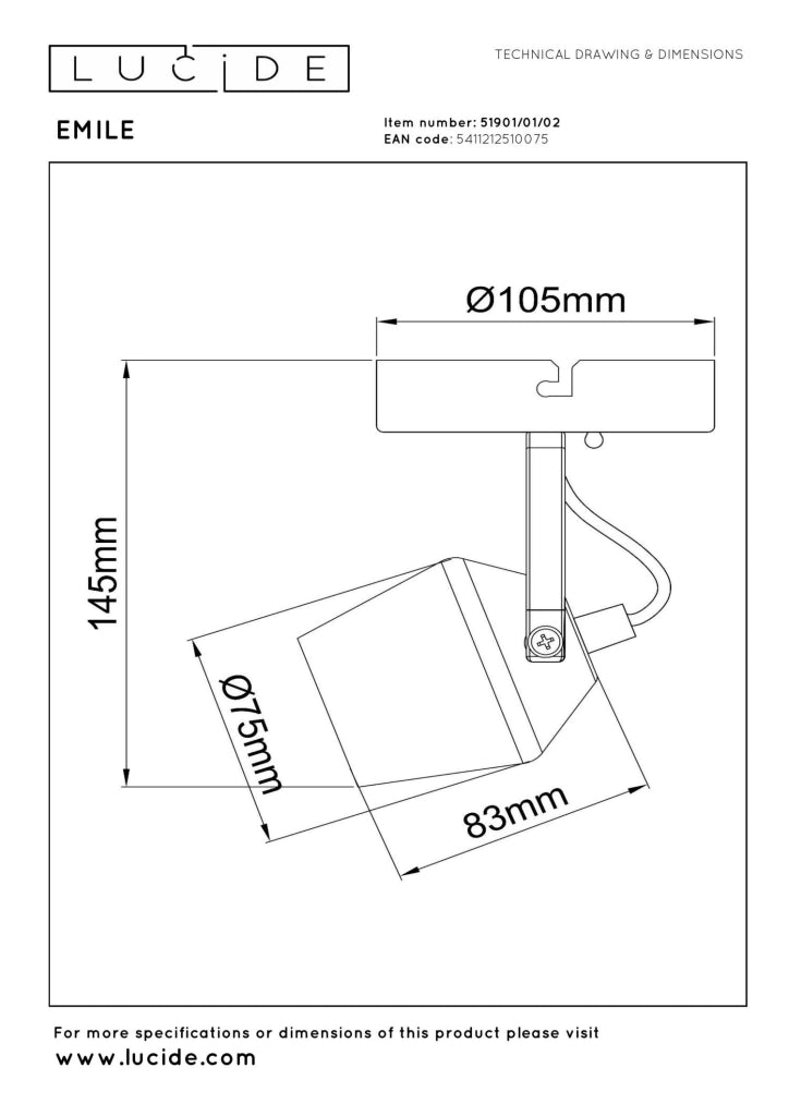 Faretto da soffitto EMILE 1xGU10 oro nero conico Lucide
