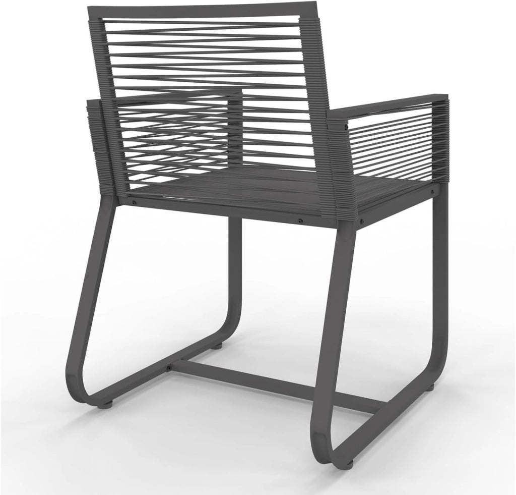 IDMarket - Set di 2 poltrone da giardino ODESSA in metallo e corda grigia