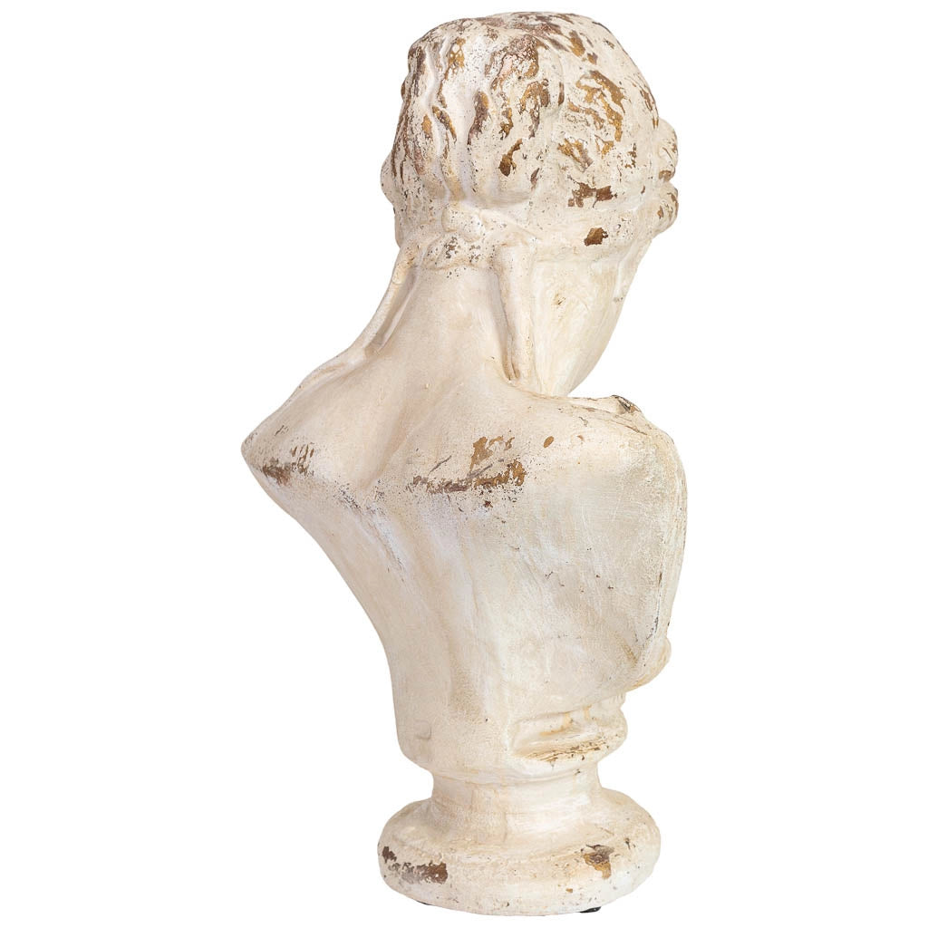 Figura decorativa, busto in magnesio bianco, cm 43x34x66h