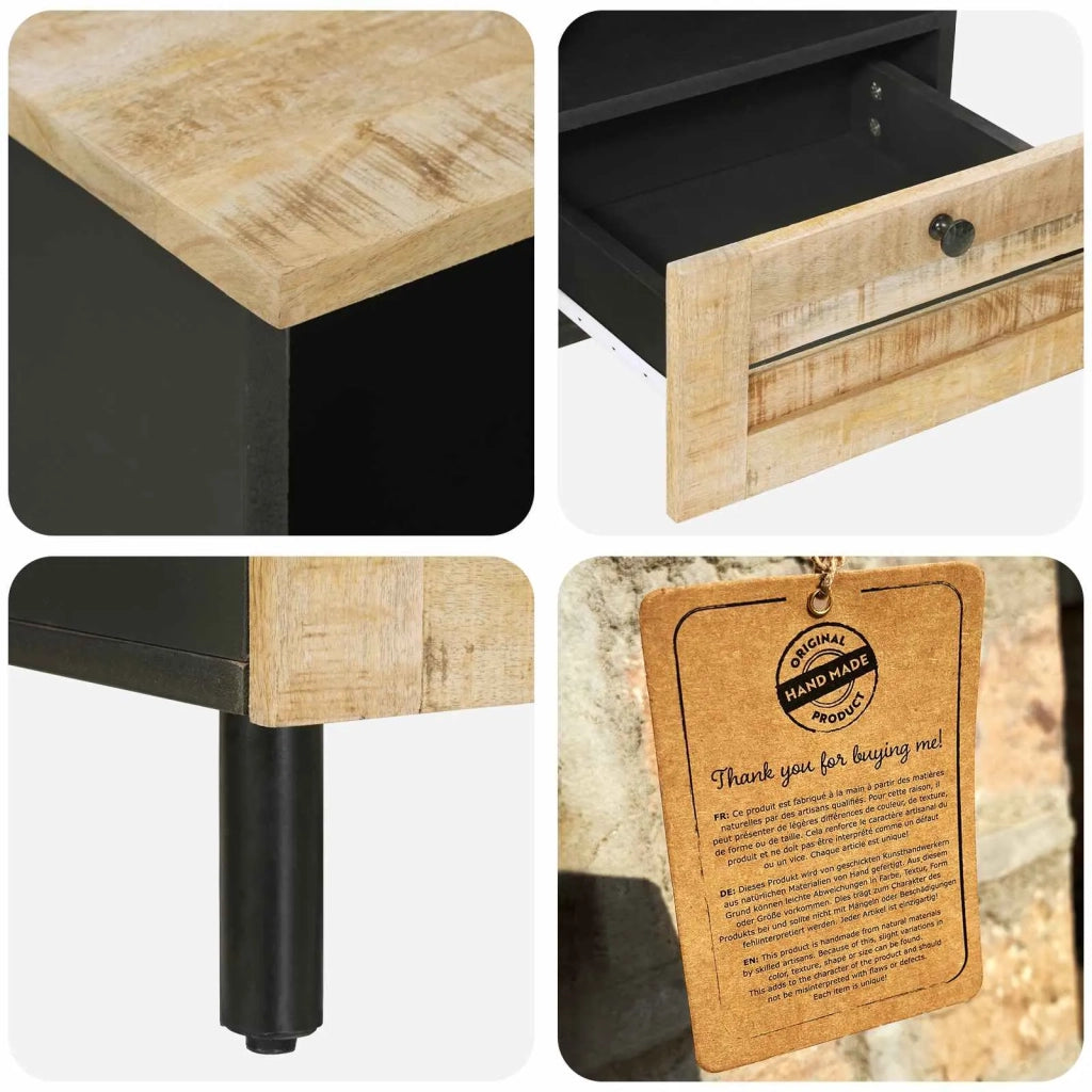 Comodino Naturale 40 x 33 x 46 cm Legno di mango massello 4018850