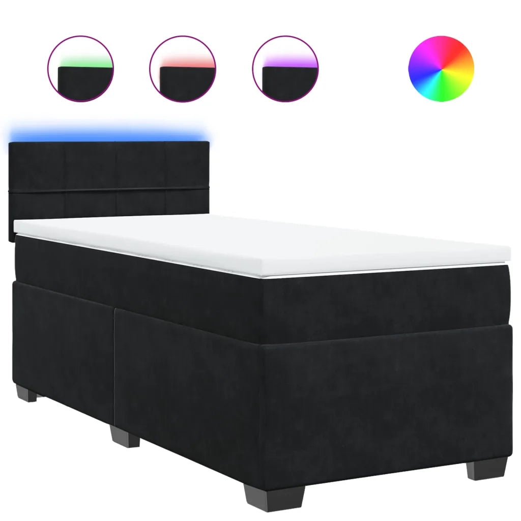 vidaXL Letto a Molle con Materasso Nero Singolo in Velluto