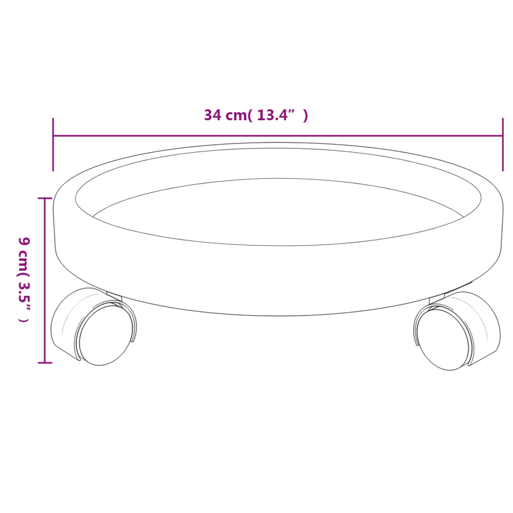 Carrelli per Piante con Ruote 2 pz Grigi Diametro 34 cm 35 kg 154609