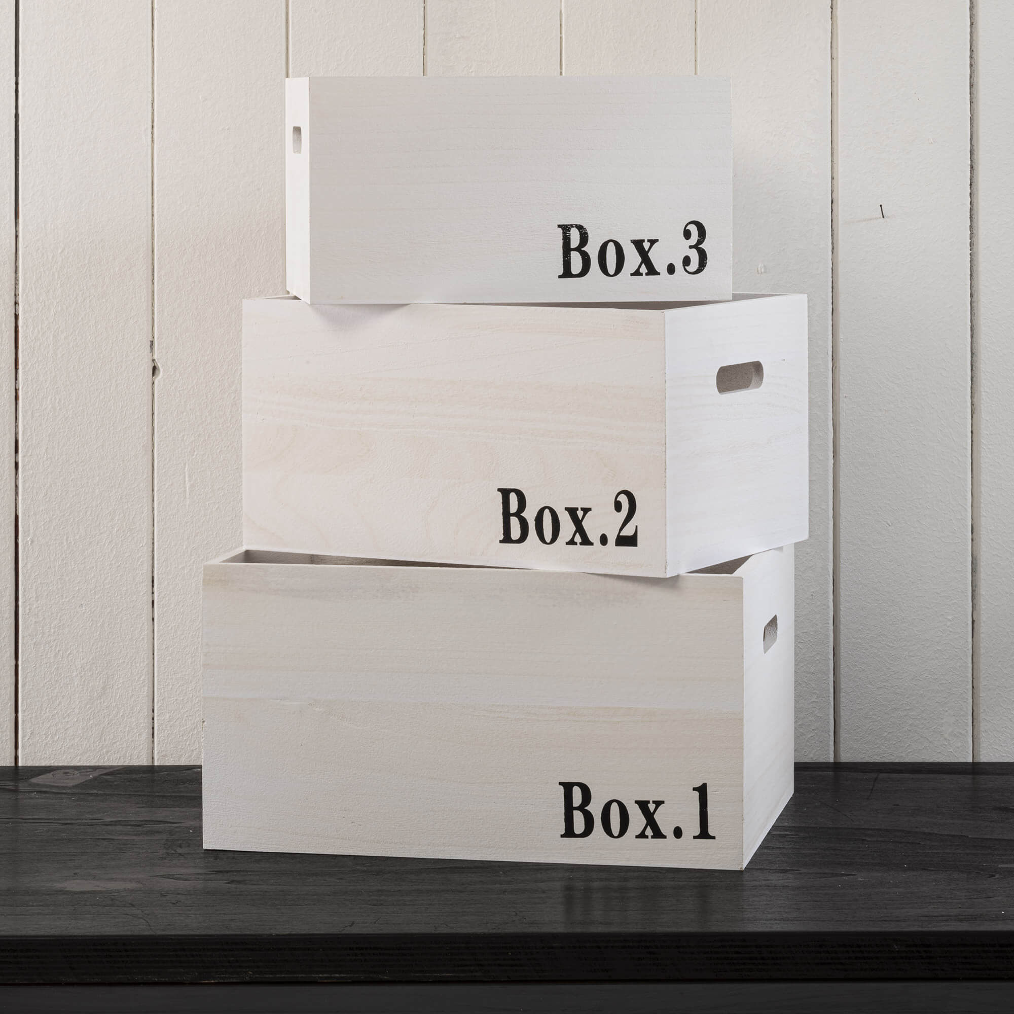 Set 3 Cassette Multiuso in Legno di Paulownia Ariel Bianco