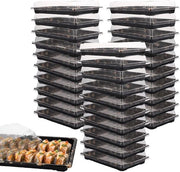 30 pezzi di piatti da servire con coperchio - 24,6 x 15,5 x 5 cm - Box di preparazione per pasti in PET - Scatole per preparazione reutilizzabili per panini, sushi, frutta e piatti - Sostenibile
