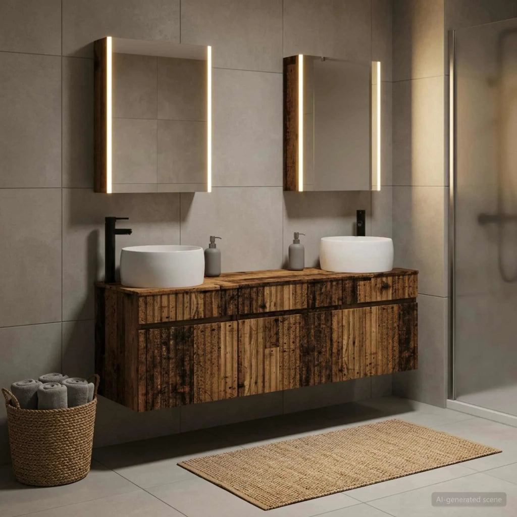 Set di Armadi da Bagno 5 pcs Legno antico 53 x 15,5 x 70 cm 3406653