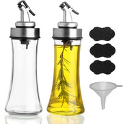 Dispensatore di olio d'oliva - Set di due flessi in vetro per olio e aceto - 200 ml - Fiala di olio riciclabile - Ideale per cucina e insalate