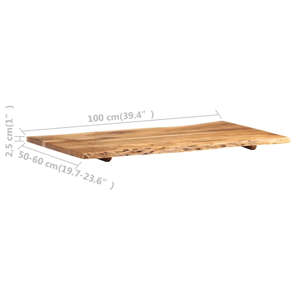 Piano del Tavolo in Legno Massello di Acacia 100x(50-60)x2,5 cm 286331