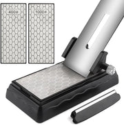 Slijpsteen doppio lato per coltelli - Guida di abrasione - Base antiscivolo - Guida angolare - 400/1000 grana