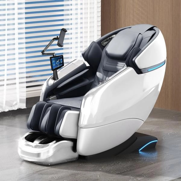 Poltrona massaggiante full body con riscaldamento, guida SL, Bluetooth, Bianco