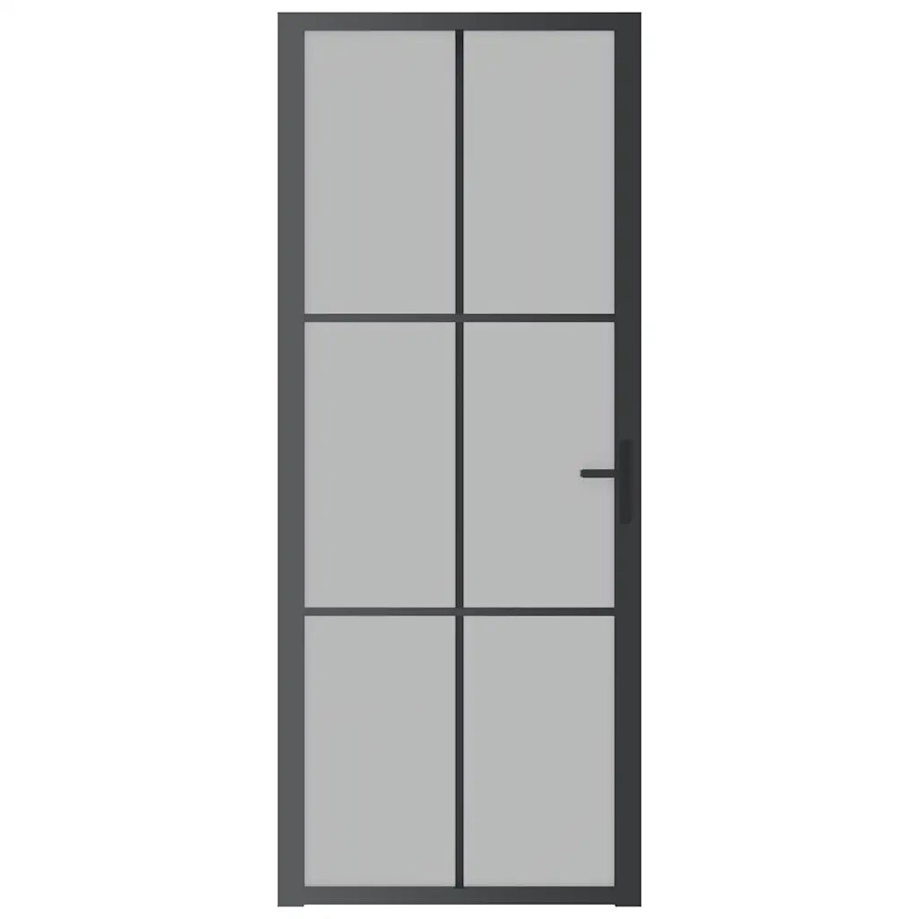 Porta Interna 83x201,5 cm Nero Opaco Vetro e Alluminio 350557
