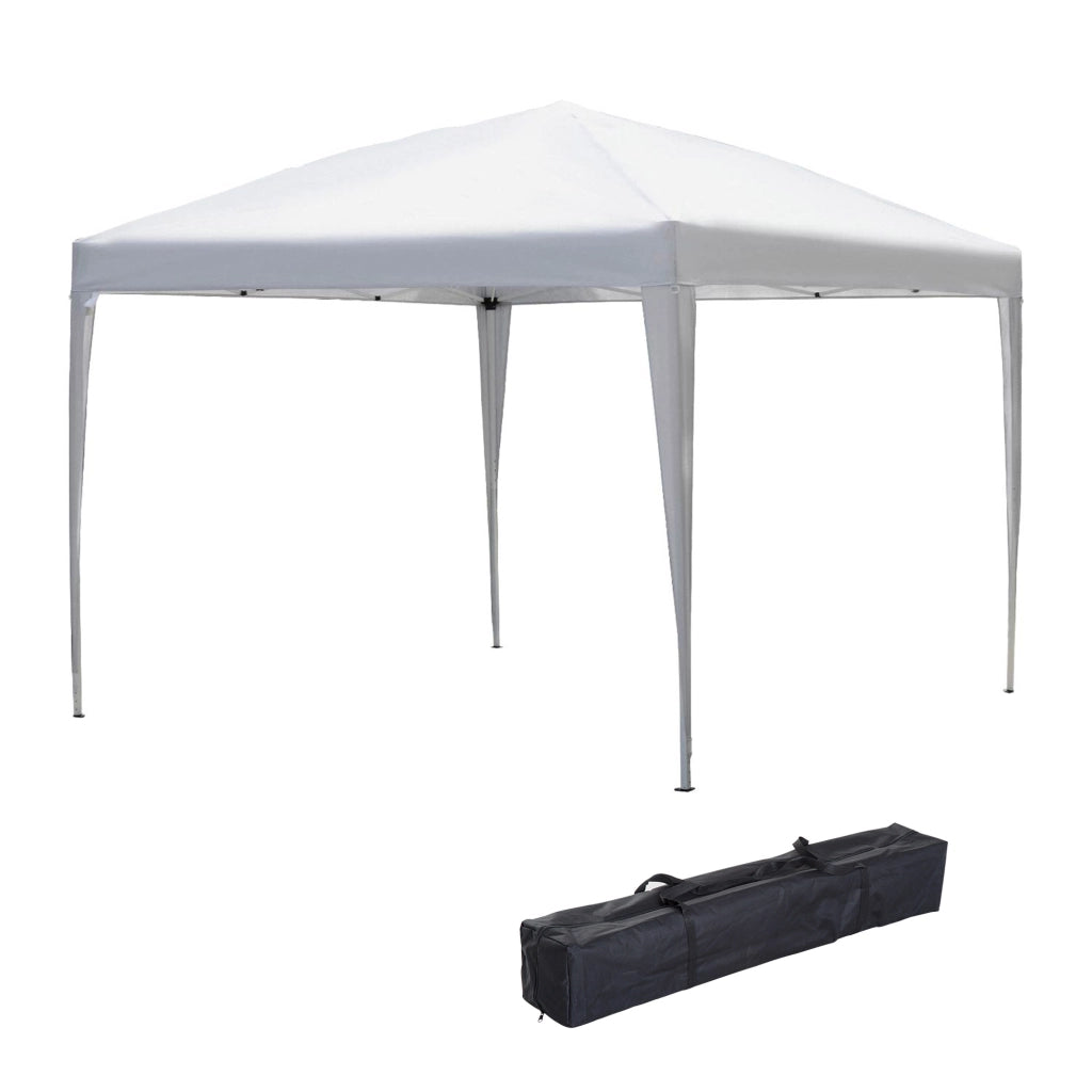 Gazebo Giardino Pieghevole 3x3m ¨C zephmum ¨C Oxford Bianco Acciaio