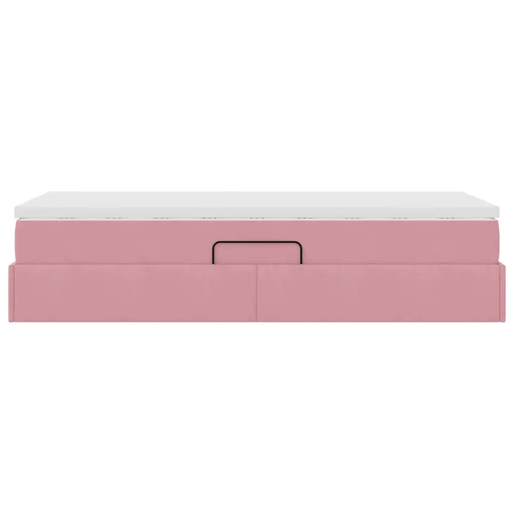Letto con contenitore e materasso Rosa 90 x 200 cm Velluto
