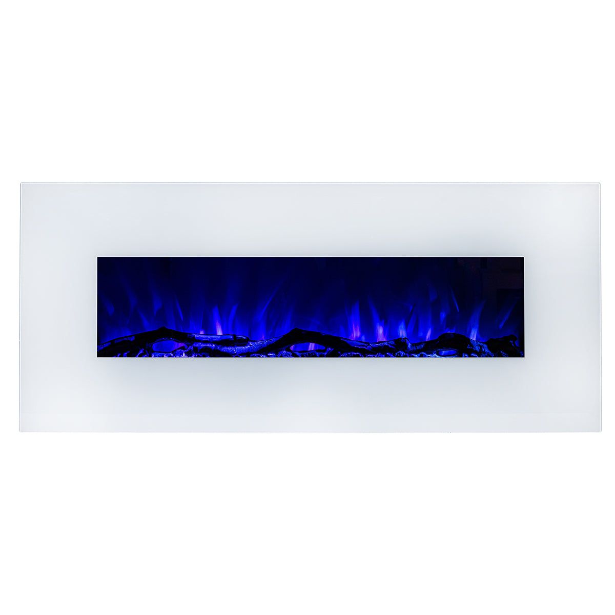 Camino Elettrico da Parete 55x128x14 cm Effetto Fiamma 1500W Madrid Led Bianco