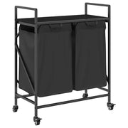 Cesto Portabiancheria 2 Scomparti con Ruote Rovere Nero CFW5642048