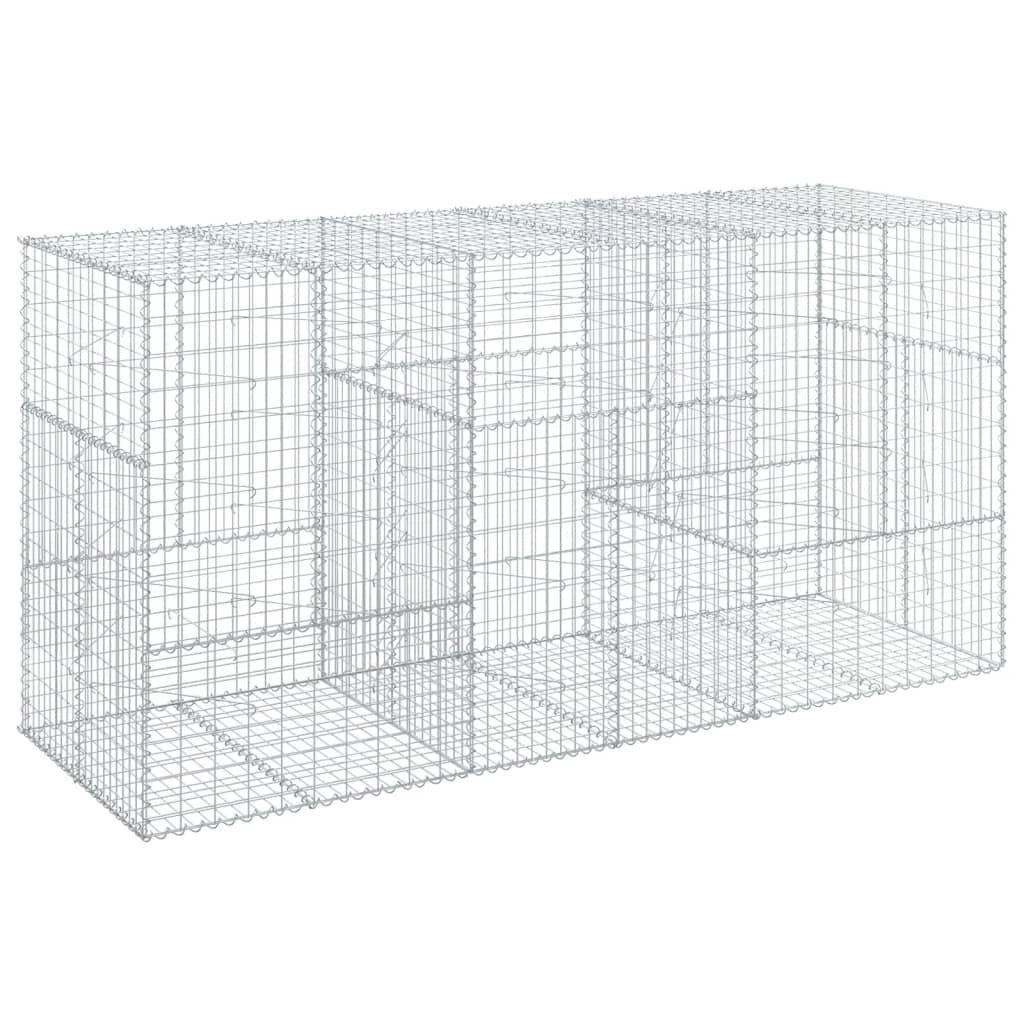 Gabbione recinto a gabbia muro di contenimento con coperchio 300 x 100 x 150 cm ferro zincato argento 02_0040150