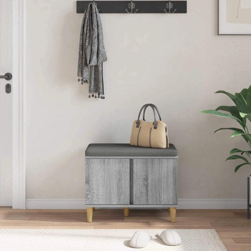 Panca per ingresso con cuscino Sonoma grigia 60 x 38 x 46 cm 891525