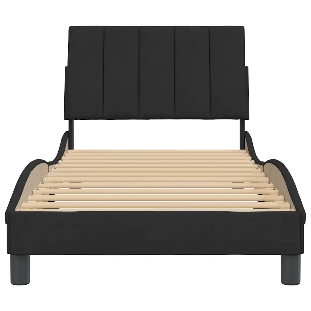 Giroletto senza Materasso-Struttura Letto Hanko Nero 90x190 cm in Velluto