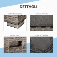 Salotto da Esterno in Rattan PE da 8 Pezzi, Set Mobili da Giardino Salvaspazio con Poltrone, Tavolini e Sgabelli, Grigio