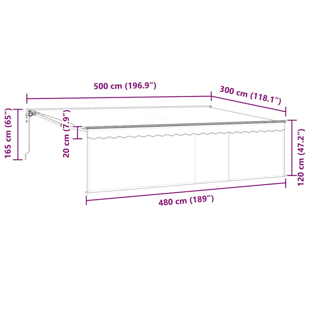 vidaXL Tenda Retrattile Manuale Antracite 500 × 300 cm Tessuto
