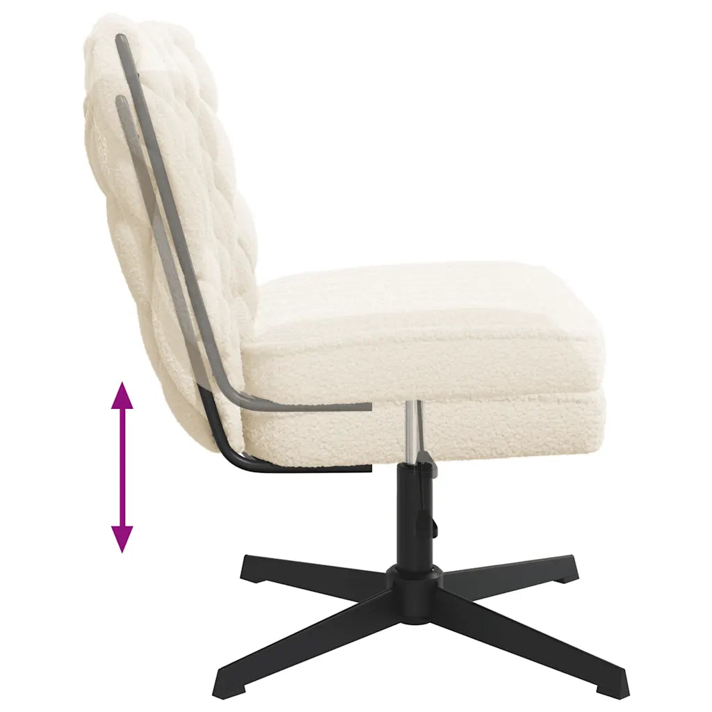 Sedia da Ufficio Girevole in Tessuto Riccio Crema Effetto Lana