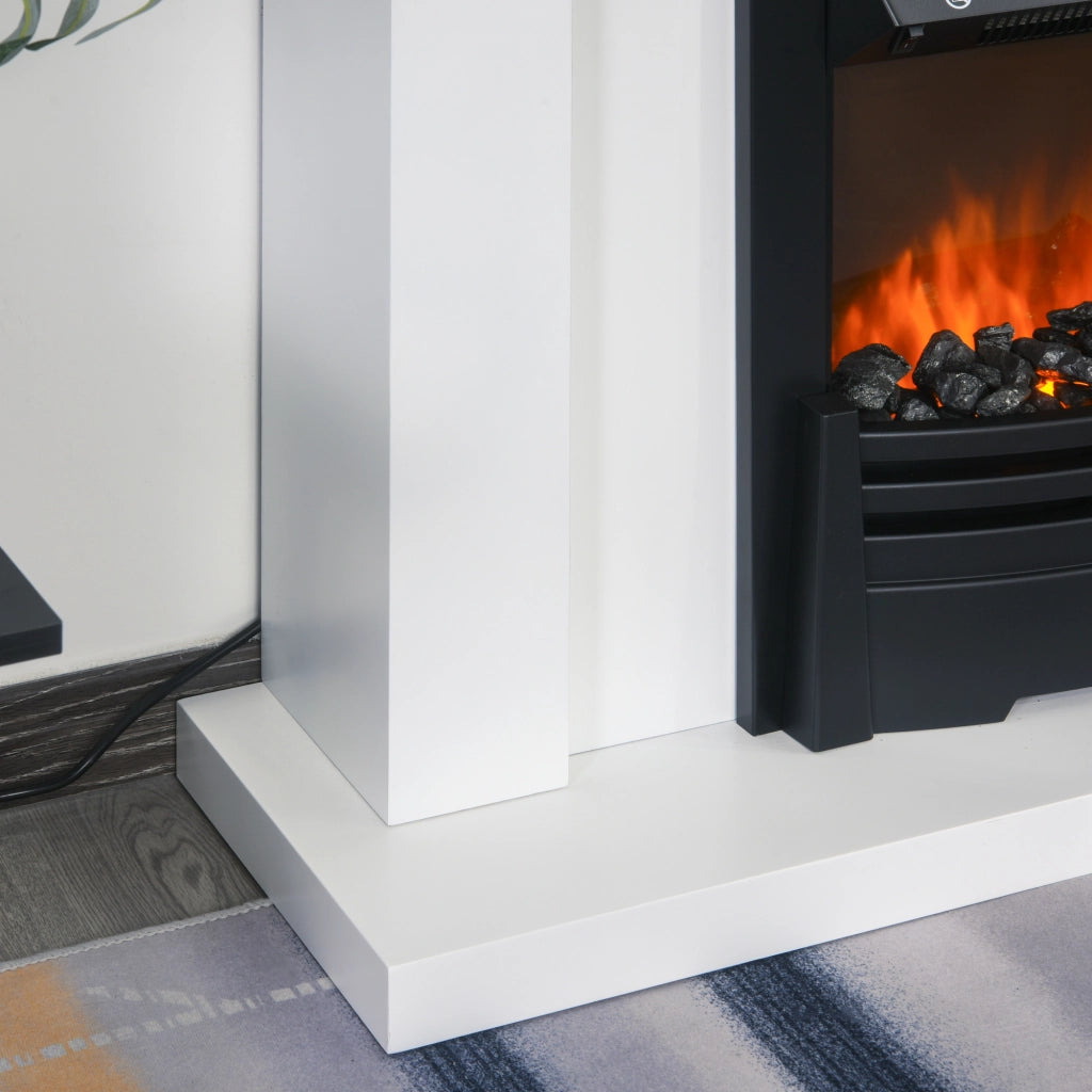 EasyComfort Camino Elettrico 1000W e 2000W, Effetto Fiamma con LED a 5 Livelli, Caminetto Elettrico con Telecomando, Timer, Protezione da Surriscaldamento, Termostato, 102x30x95cm, Bianco