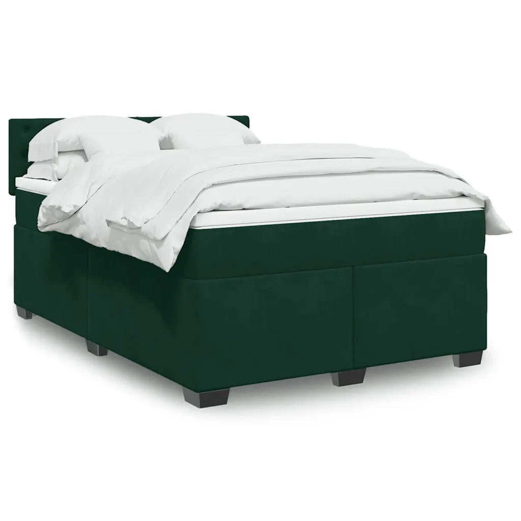 Giroletto a Molle con Materasso Verde Scuro 160x200 cm Velluto