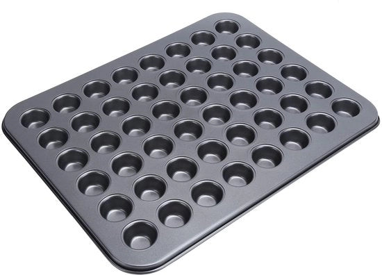 Muffinpan 48 coppe - Mini Cupcake forma - Antiforatura Bakvorm - Acciaio inossidabile - Accessorio da forno - Lunghezza del prodotto 407 mm