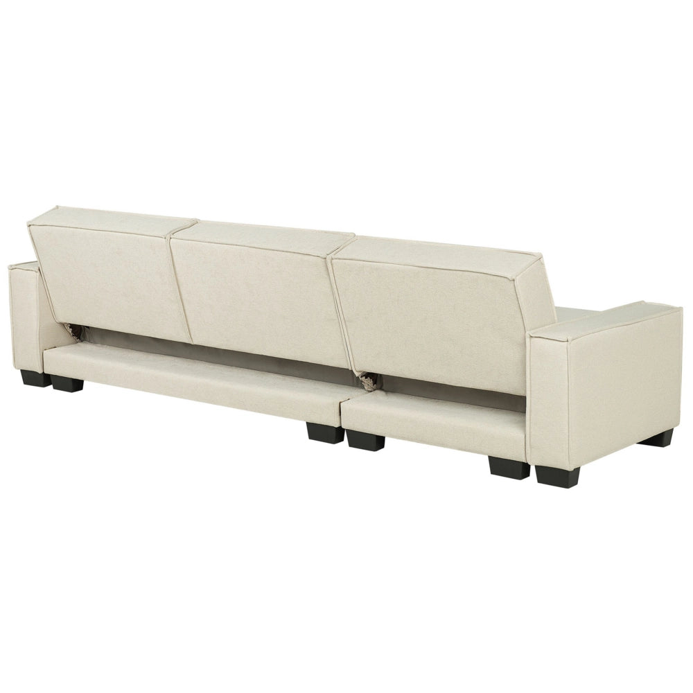 Divano letto ad angolo letto a L con rivestimento in tessuto grigio a 3 posti a versione sinistra